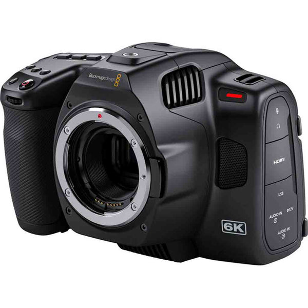 Front Side and Tally Light of the Blackmagic Design Pocket Cinema Camera 6K Pro