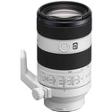Sony FE 70-200mm F4 Macro G OSS II telephoto zoom lens with focus and zoom rings, predominantly black with white and silver accents.