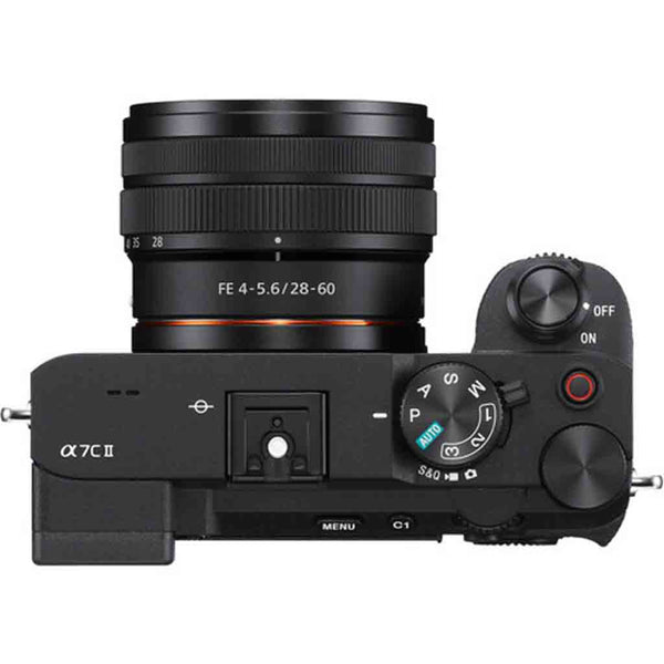 Top Side of the Sony A7CII 28-60 Lens Kit Black