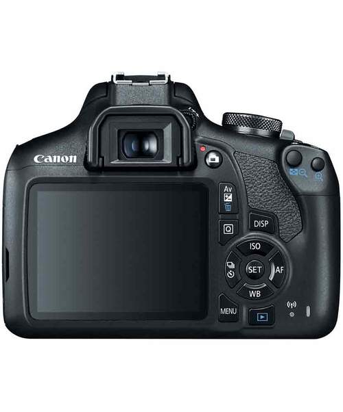 Rear view of Canon EOS Rebel T7 with EF-S 18-55mm IS II lens