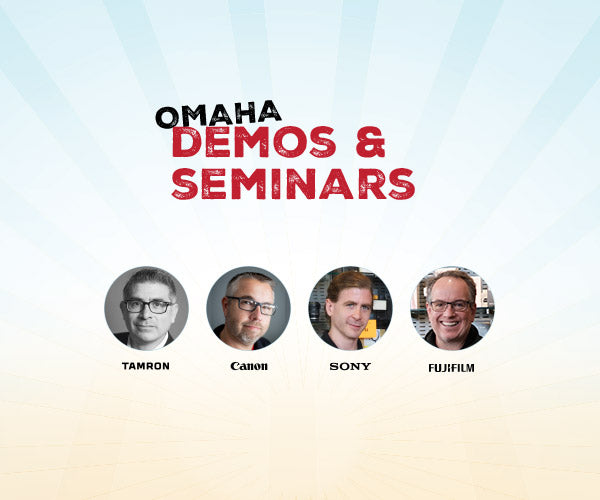 Promotional graphic for Omaha Demos & Seminars featuring brand logos and names.