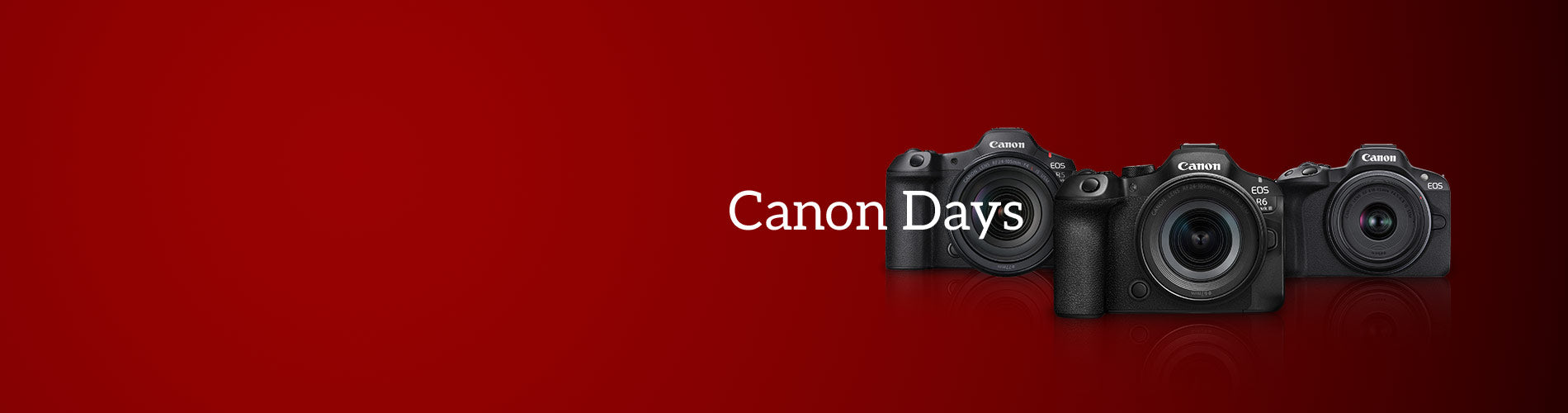 Three Canon cameras on a red background with 'Canon Days' text.