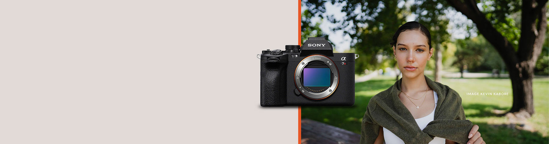 Sony a7rV camera body with a woman in a park
