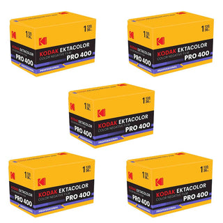 Five boxes of Kodak Ektacolor Pro 400 film on a white background