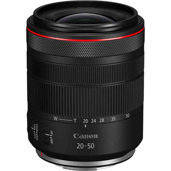 Front Element and Top Side of the Canon RF 20-50mm f/4L IS PZ Lens