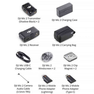 Box Contents of the DJI MIC 2 2 Tranmitters & 1 Receiver Microphone Kit