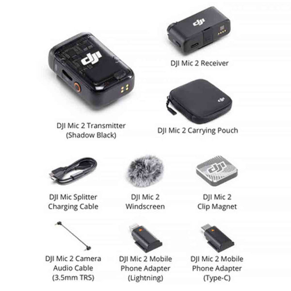 Box Contents of the DJI MIC 2 1 Transmitter & 1 Receiver