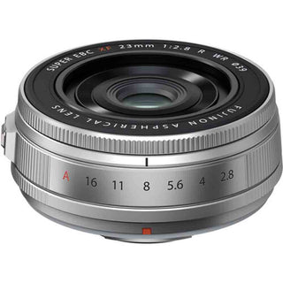 Front Element of the Fujfilm XF 23mm f/2.8 R WR Lens Silver