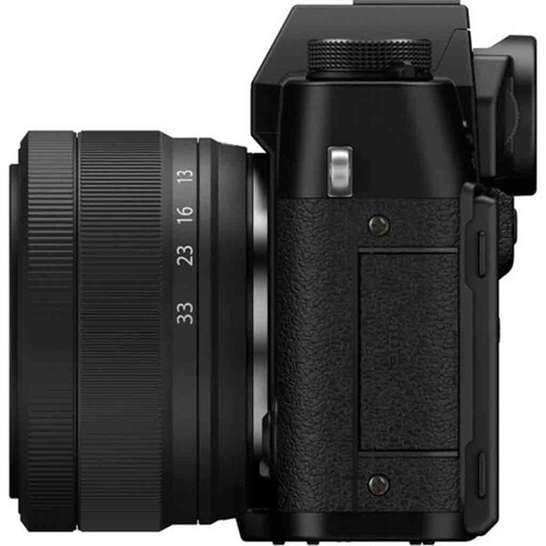 Port Side with Lens Attached of the  Fujifilm X-T30 III 13-33mm Kit Black