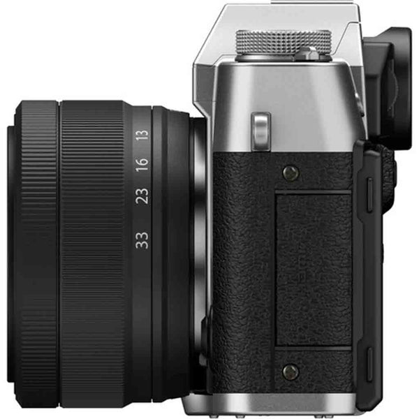 Port Side with Lens Attached of the Fujifilm X-T30 III 13-33mm Kit Silver