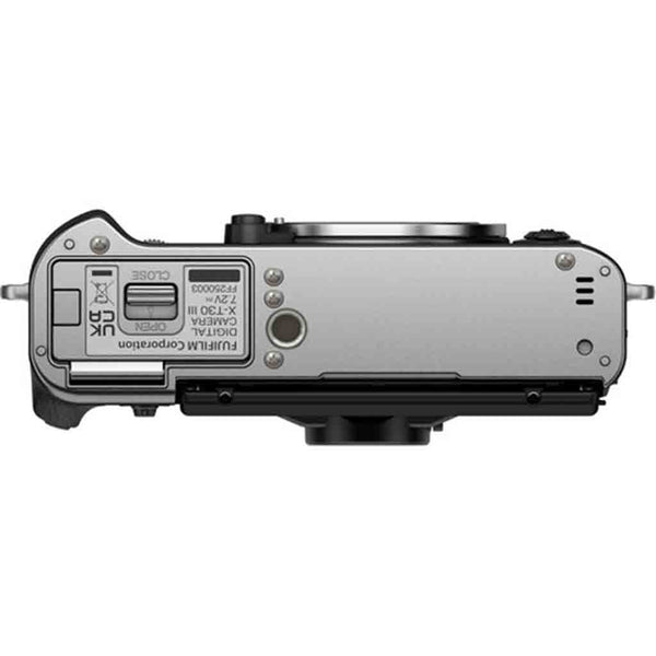 Bottom Side of the Fujifilm X-T30 III Body Silver