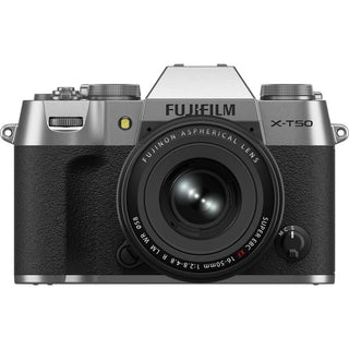 Front Side of the Fujifilm X-T50 16-50mm Kit Silver
