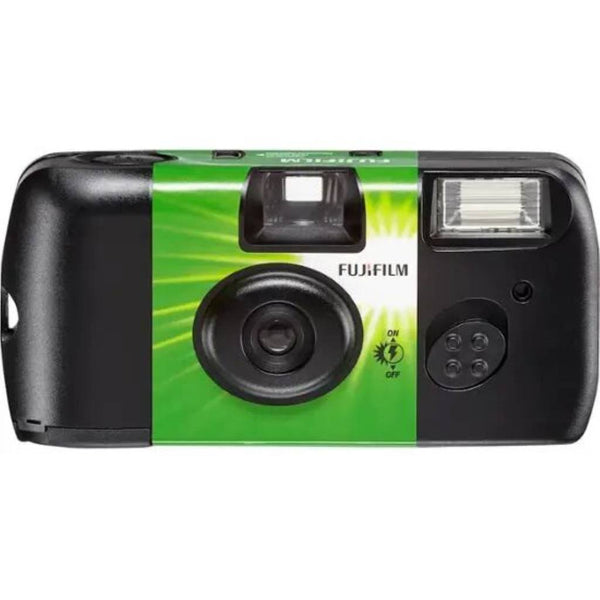Disposable camera with Fujifilm branding on a white background