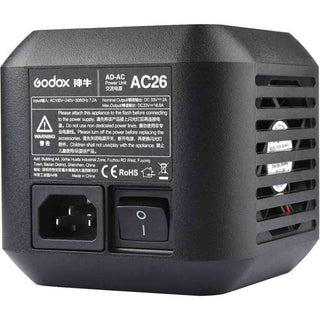 Rear Side of the Godox AC-26 AC Adapter for the AD600Pro Flash