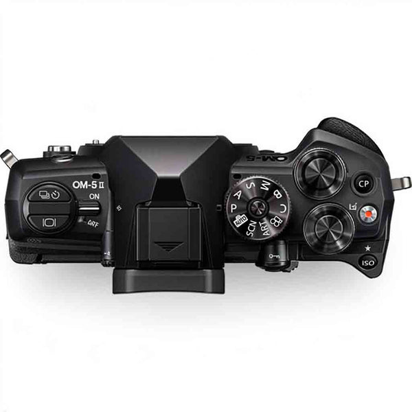 Top Side of the OM SYSTEM OM-5 Mark II Mirrorless Camera Body Black