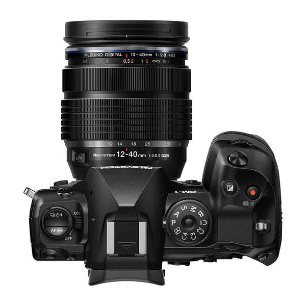 Top Side of the OM System OM-1 Mark II 12-40mm 2.8 Pro II Lens Kit