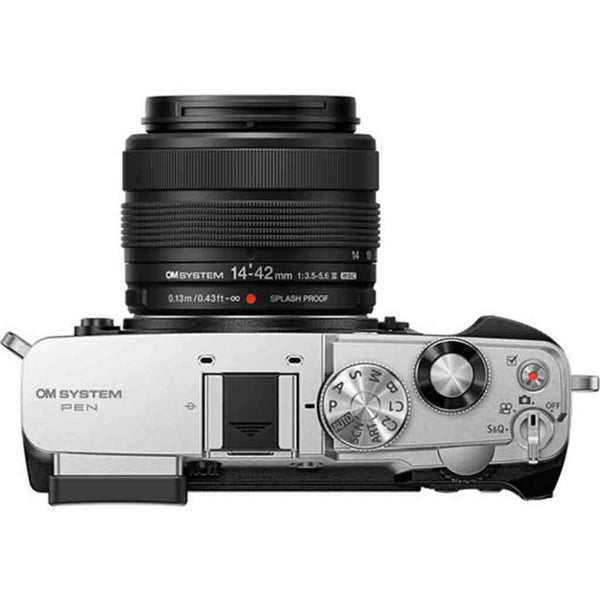 Top Side of the OM System Pen 14-42mm III Lens Kit Silver
