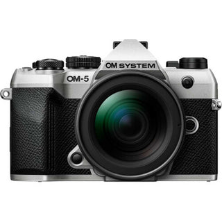 Front Side of the OM SYSTEM OM-5 Mark II Mirrorless Camera 12-45mm F4 Kit Silver
