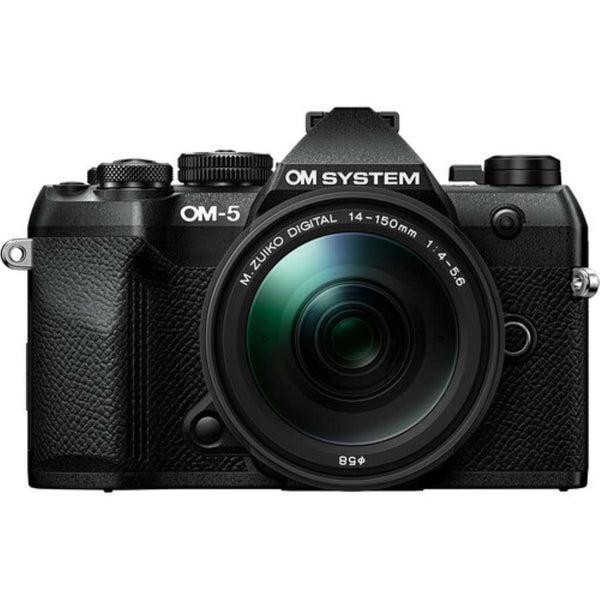 Front Side of the OM SYSTEM OM-5 Mark II Mirrorless Camera 14-150mm II Kit Black