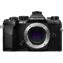 Front Side of the OM SYSTEM OM-5 Mark II Mirrorless Camera Body Black
