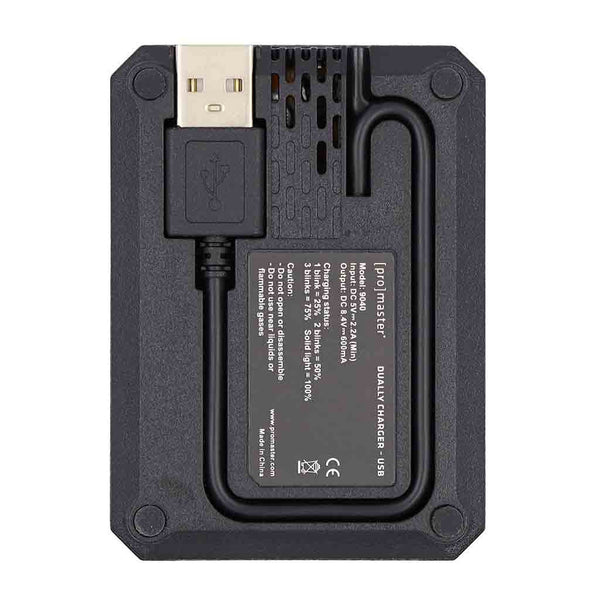 Bottom Side of the Promaster 9040 Dually Charger-USB-A for Fujifilm NP-W235