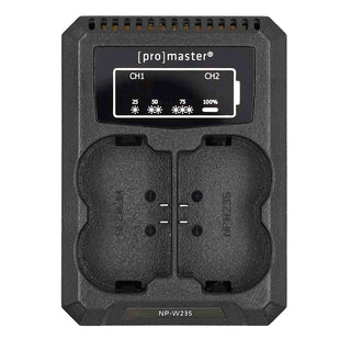 Top Side of the Promaster 9040 Dually Charger-USB-A for Fujifilm NP-W235