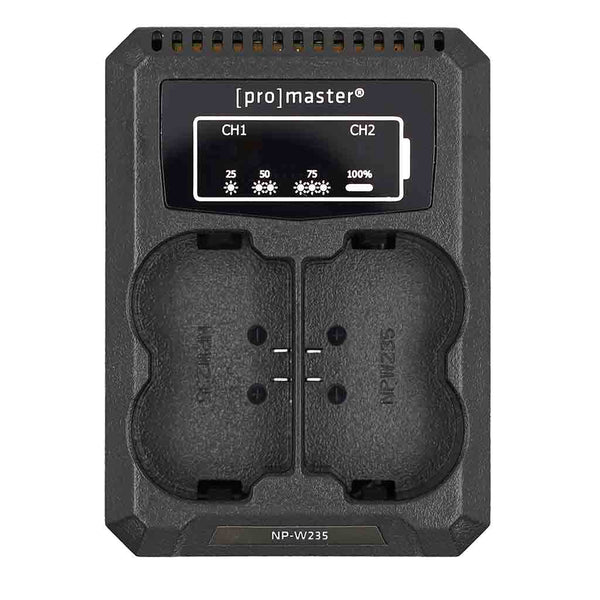 Top Side of the Promaster 9040 Dually Charger-USB-A for Fujifilm NP-W235