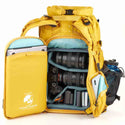 Full Camera Compartment Access of the Shimoda X25 V2 Starter Kit Backpack Yellow
