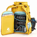 Full Camera Compartment Access of the Shimoda X25 V2 Starter Kit Backpack Yellow