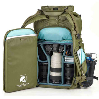 Full Camera Compartment Access of the Shimoda Action X30 V2 Starter Kit Backpack Green