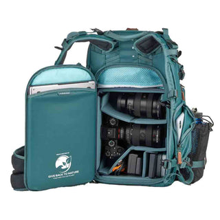 Full Camera Compartment of the Shimoda Explore V2 25 Women's Starter Kit Backpack Teal