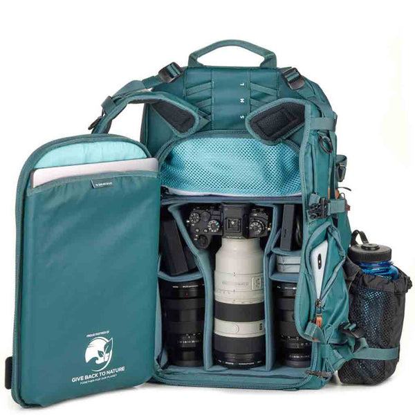 Full Camera Compartment of the Shimoda Explore V2 Women's Starter Kit Backpack Teal