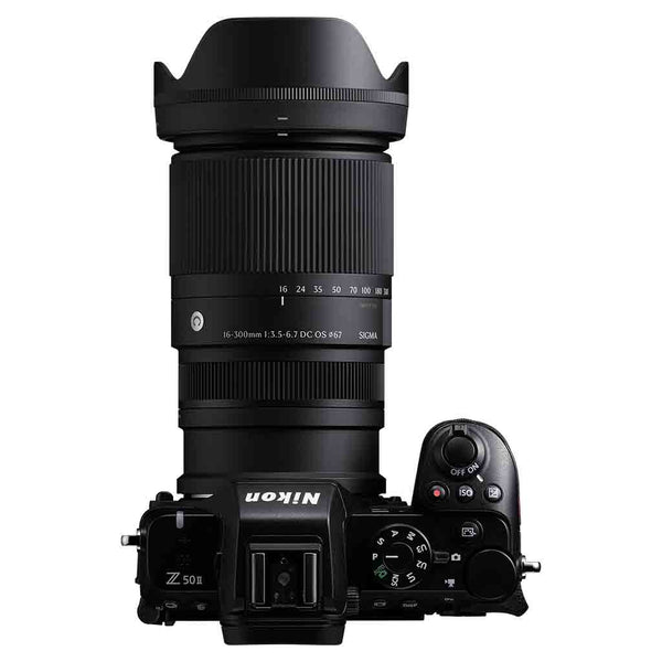 Nikon Camera Attached to the Sigma 16-300mm F3.5-6.7 DC OS Contemporary Mirrorless Lens Nikon