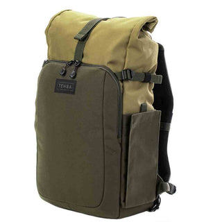 Tripod, Monopod, or Water Bottle Pouch of the Tenba Fulton V2 14L Tan and Olive Backpack