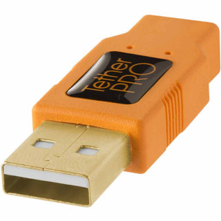 USB Type-A of the Tether Tools TetherPro USB-A 2.0 to Mini-B 5-Pin 15ft Cable Orange