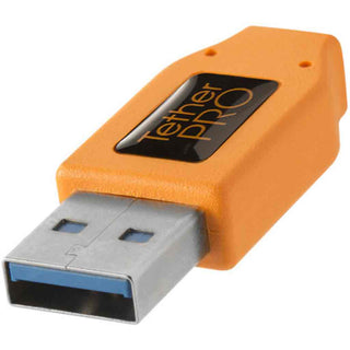 USB Type-A of the Tether Tools TetherPro USB-A 3.0 to USB Micro-B 15ft Cable Orange