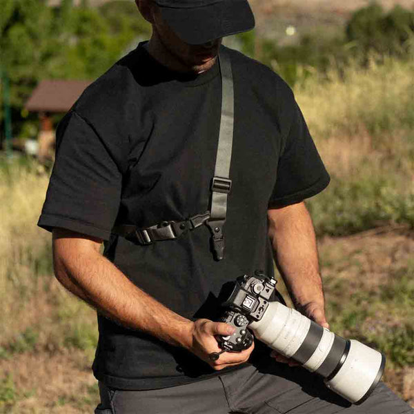 In Use Demonstration 2 of the WANDRD Magnetic Camera Strap 30mm Wasatch Green
