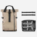 Package Contents of the Wandrd PRVKE 21 V4 Backpack Yuma Tan