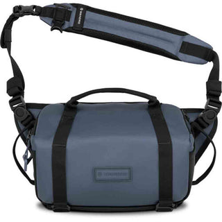 Front Side of the Wandrd Rogue Sling 6L V2 Aegean Blue
