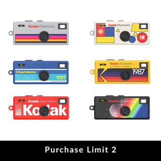 Set of colorful Kodak Charmera cameras on a white background with 'Purchase Limit 2' text.