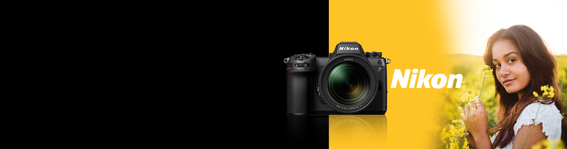 Nikon Z6III camera with a woman with spring flowers