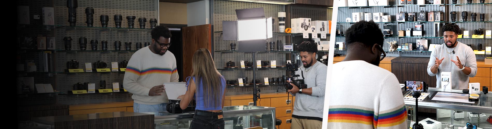 People shopping in a store with shelves stocked with products.