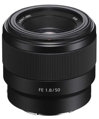 Top front view of Sony FE 50mm f/1.8 Prime Lens
