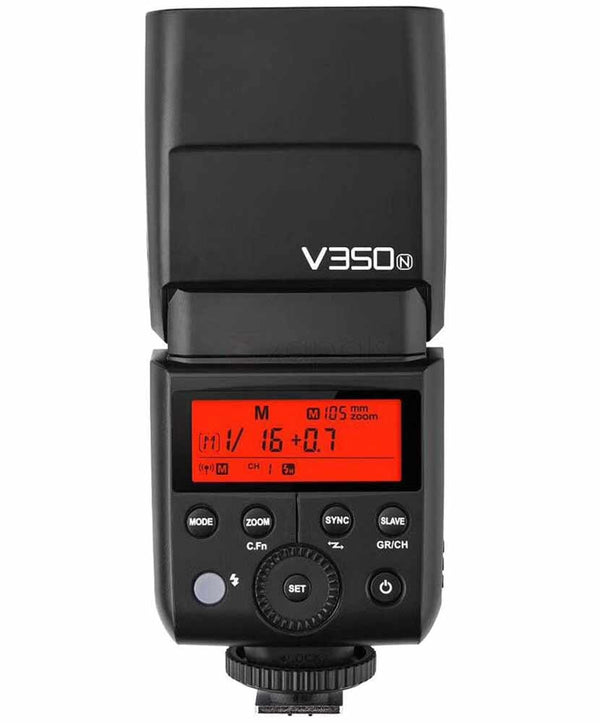 Controls for the Godox V350 TTL Flash for Nikon cameras