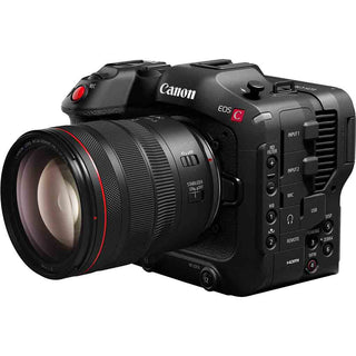 Canon RF 24-105mm F/4L IS USM Kit Lens Attached to the Canon EOS C70 Camcorder