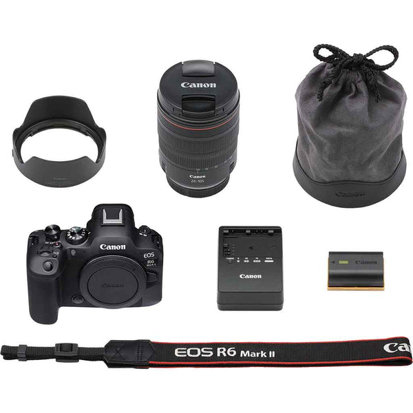 Box Contents of the Canon EOS R6 Mark II with RF 24-105mm f/4L IS USM
