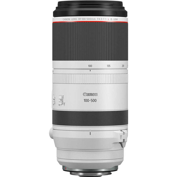 Front view of Canon RF 100-500mm f/4.5-7.1L IS USM Mirrorless Lens