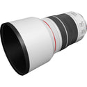 Angle view of Canon RF 70-200mm f/4L IS USM Lens with hood