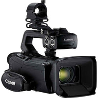 Grip Side with Dual XLR Inputs and Mic Attachment of the Canon XA50 4K UHD Camcorder