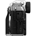 Audio, Data, Visual Ports Open on the Fujifilm X-T5 Body Silver